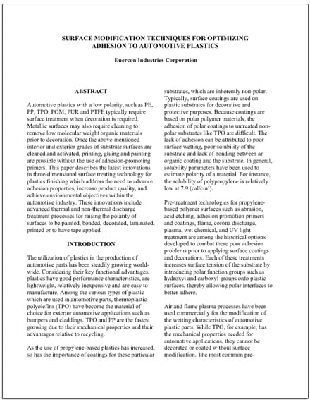 tech-paper-enercon-surface-modification-techniques-for-optimizing-adhesion-to-automotive-plastics tech paper automotive plastic surface modificaiton