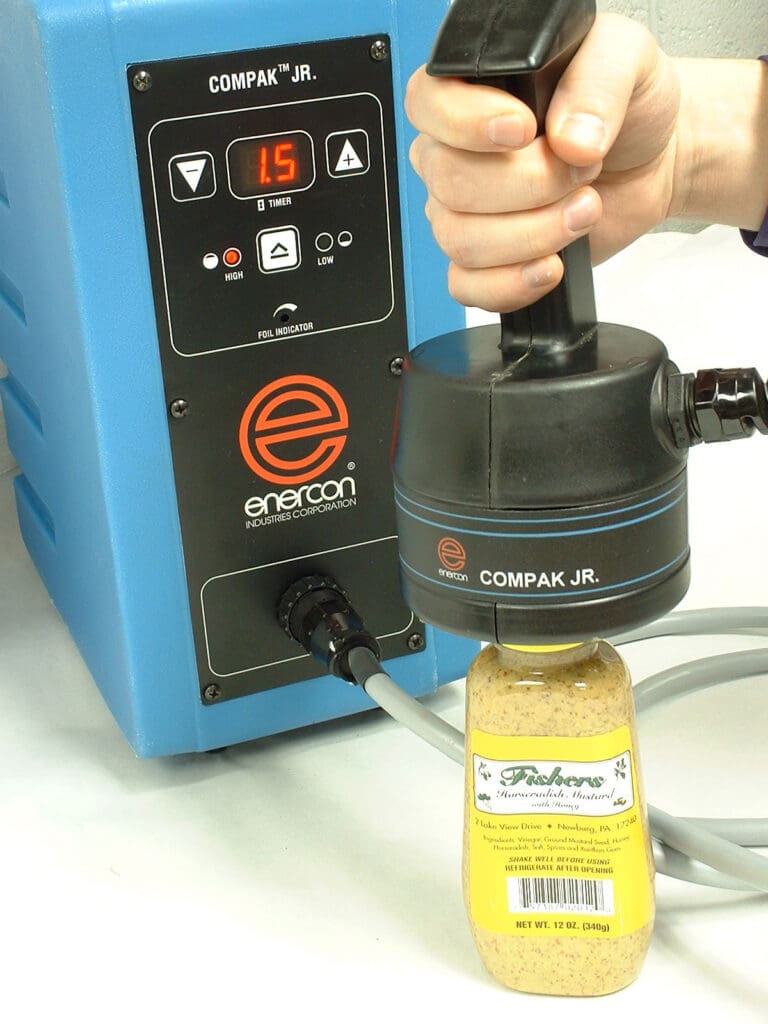 fischers-sealer-passes-mustard-replaces-pressures-sensitive-line Enercon's Compak™ Jr. seals in the fresh flavor of Fishers fine foods.