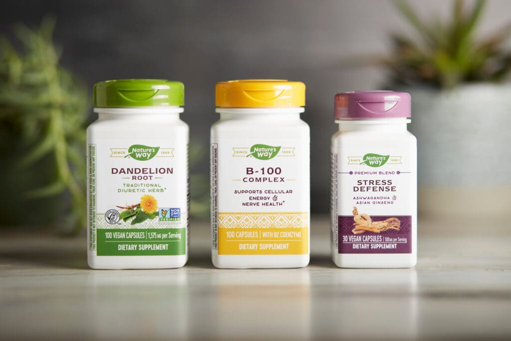 natures-way-good-for-you-fresh-and-safe-3-bottles Nature's Way induction seals bottles made form 97% post-consumable recycled plastics.
