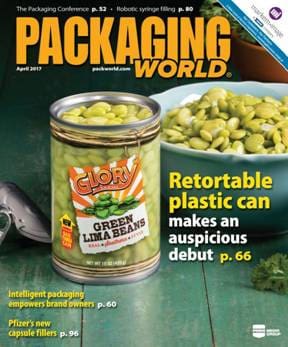 Packaging World magazine Cover featuring new sealed can design.