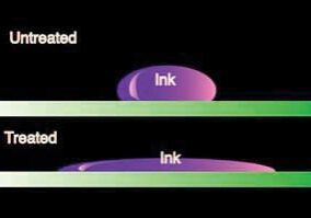 illustration ink wet out on treated surface